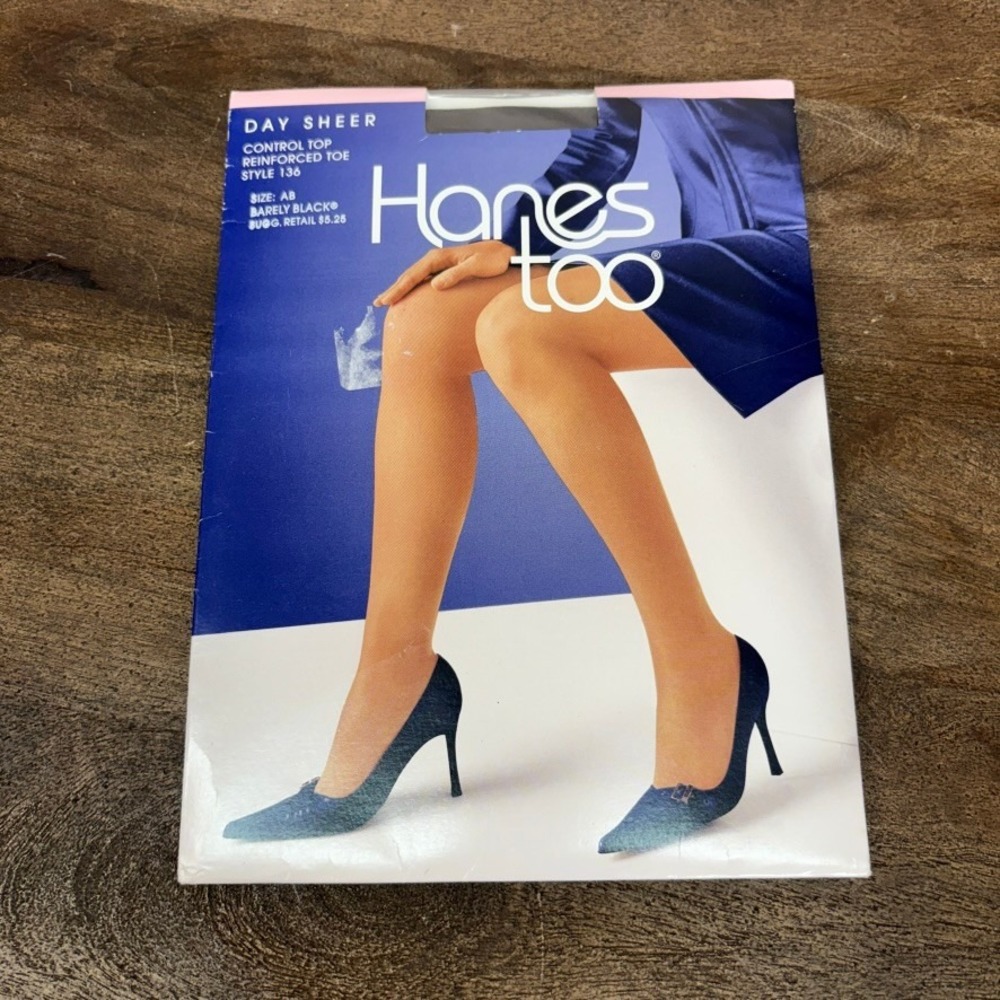 NWT‎ Hanes Barely Black Pantyhose Size AB Control Top Reinforced Toe
